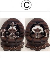 雛人形(女雛+男雛)C:オーク(普通の茶色)