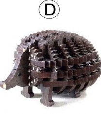 パズル動物（ハリネズミ）D:ウォルナット(濃茶)