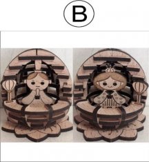 雛人形(女雛+男雛)B:ナチュラル(薄茶色)