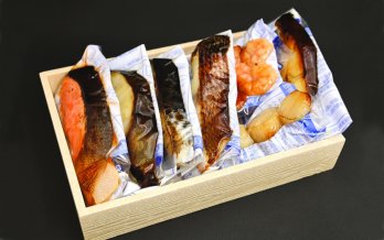 箱に入った海の幸味噌漬７種(焼)